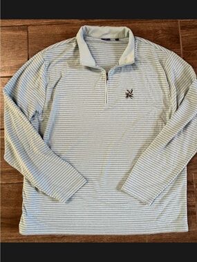 FootJoy FJ Performance 1/4 Zip Pullover XXL Blue Stripe Golf Stretch